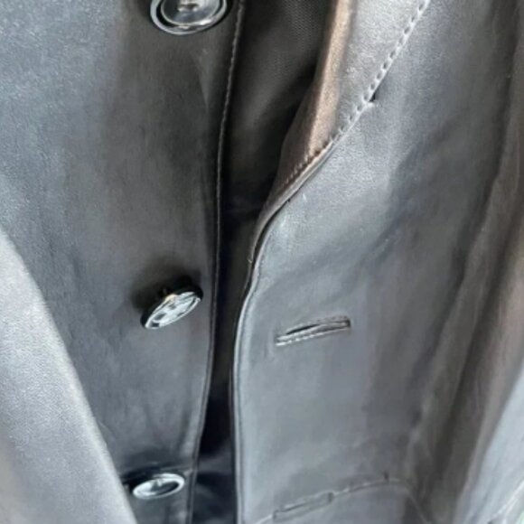 Morton & Rossi Three Button Pocket Coat Black Leather Jacket XXL - Picture 4 of 11